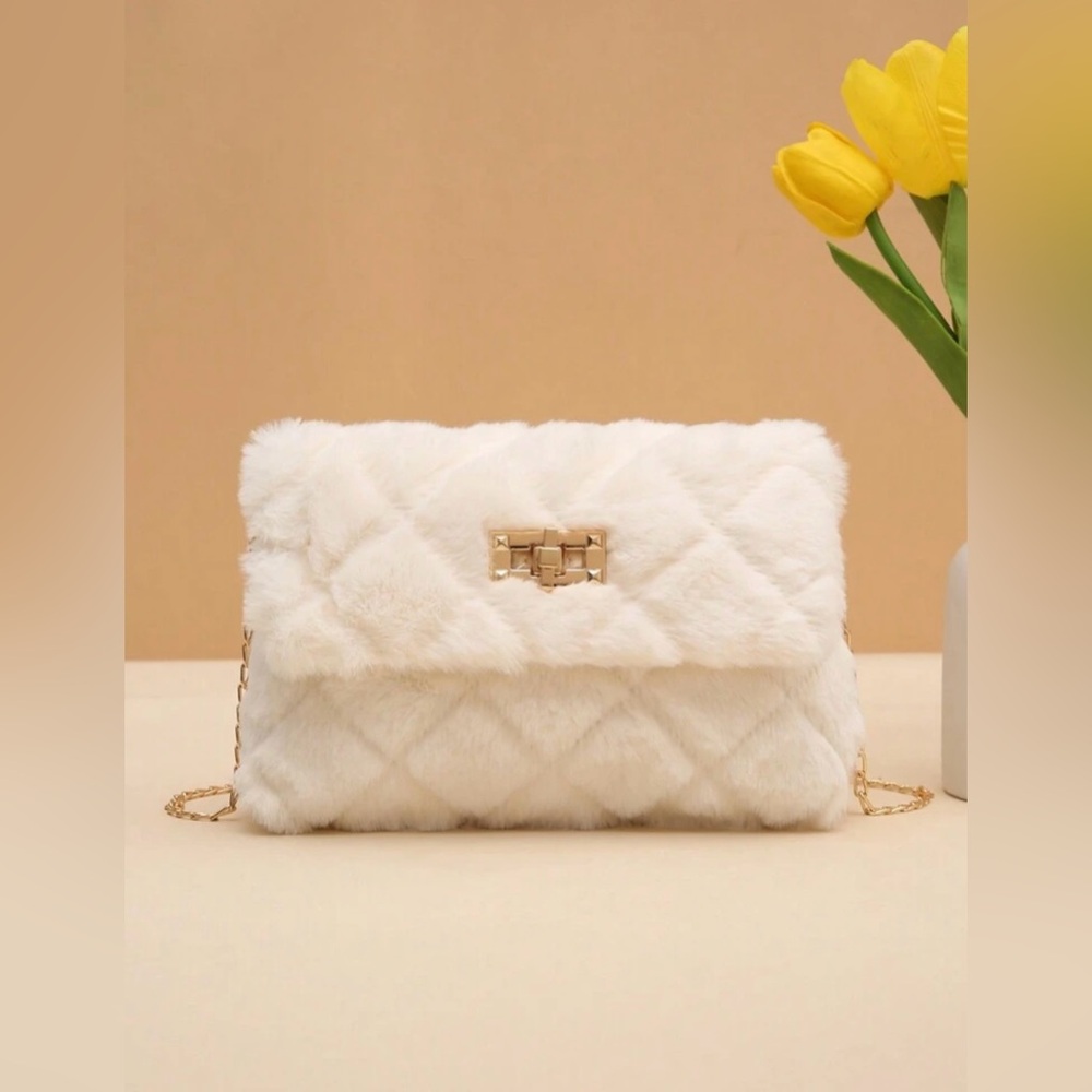 Fuzzy Material Crossbody Bag For Women, New Fashion Versatile Chain Shoulder Bag